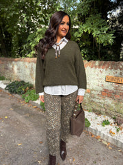 Khaki V Neck Knit Roxanne