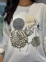 Antique Cream Floral Sweatshirt Odette