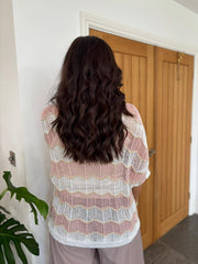 Pink Chevron Stripe Knit Olive