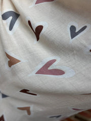 Antique Cream Graphic Heart Scarf