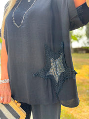 Black Sequin Star Co-Ord Taryn