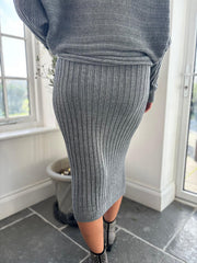 Grey Cable Detail Ribbed Two Piece