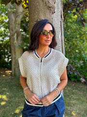 Stone Crochet Net Sleeveless Jacket Sharon