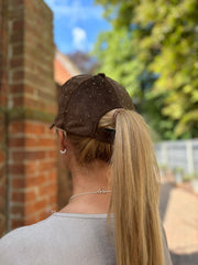 Chocolate Velour Diamante Cap