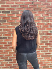 Black Chunky Knit Waistcoat Clara