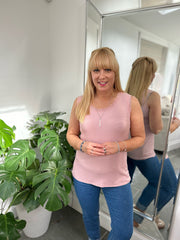 Pink Ribbed Lace Vest Trina