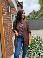 Chocolate Tie Waist Jacket Charlotte