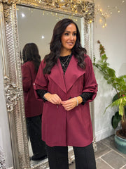 Wine Tie Waist Jacket Charlotte