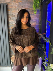 Chocolate Layered Velour Sequin Top Mercy