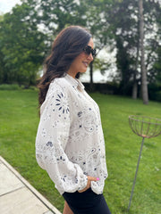 Stone Paisley Bubble Cotton Shirt Alina