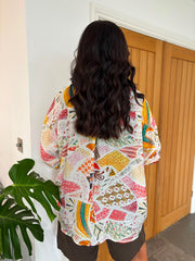 White Multi Pattern Blouse Rachel