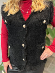 Black Soft Fringed Waistcoat Selma