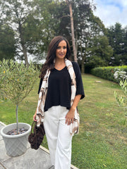 Black V-Neck Reverse Seam Knit Diana