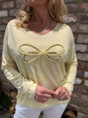 Lemon Textured Bow Shimmer Knit Thea