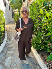 Chocolate Textured Drawstring Jacket Kaylee