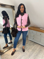 Pink Leopard Trim Waistcoat Rhea