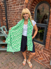 Green Gold Detail Carnation Scarf