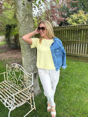 Lemon Net Sleeve Applique Tee Gemma