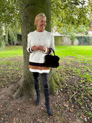 Winter White Striped Trim Knit Ophelia