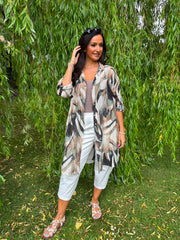 Stone Leaf Sketch Longline Shirt Polly