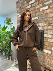 Chocolate Zip Up Hoodie Alice