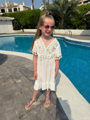 White Tassel Trim Dress Lily