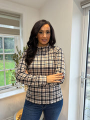 Black Check Pattern Super Soft Roll Neck