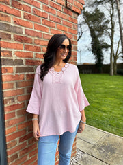 Pink Boho Daisy Bubble Cotton Top Skye
