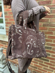 Chocolate Fluffy Paisley Pattern Tote