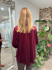 Wine Velour Diamante Zip Top Cassie