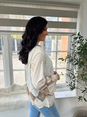 Mocha Shell Embroidered Top Kristina