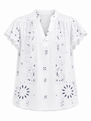 White Bubble Cotton Paisley Top Sammie