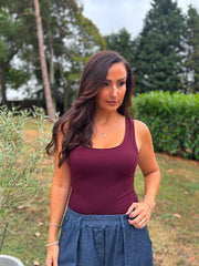 Wine Smooth Double Layered Vest Saylor