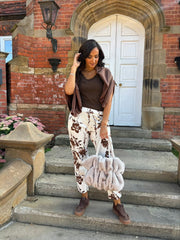 Chocolate Flower Pattern Trousers Isla