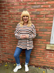 Chocolate Stripe Long Sleeve Top Yasmin