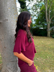 Wine Reverse Seam Knit Georgina