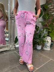 Candy Pink Paisley Bubble Cotton Trousers Alina