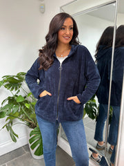 Navy Chenille Zip Hoodie Mia