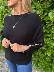 Black Sleeve Detail Knit Top Julia