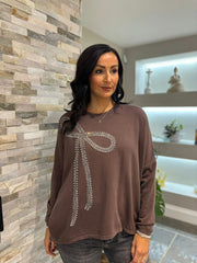Chocolate Embellished Bow Jumper Kelsey