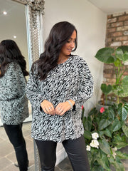 Monochrome Animal Print Top Alexis