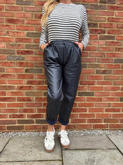 Navy Coated Trousers Sasha