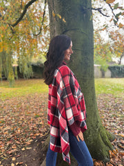Red Check Tie Shawl Roxie
