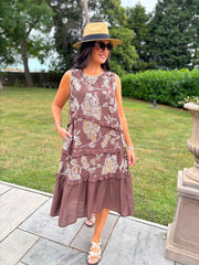 Chocolate Embroidery Tiered Dress Sammie