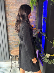 Black Diamante Sparkle Belted Dress Ruth