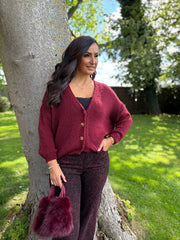 Wine Cosy Knit Cardi Sofia