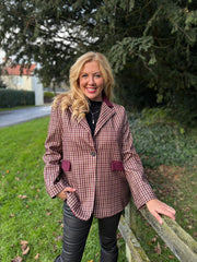 Wine Checked Blazer Sara