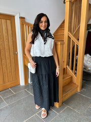 White Embroidered Sleeveless Blouse Harlow