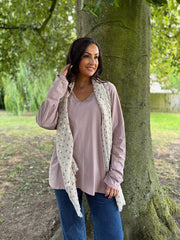 Pink Fringed Neck Top Donna