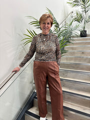 Leopard Diamante Mesh Top Niamh